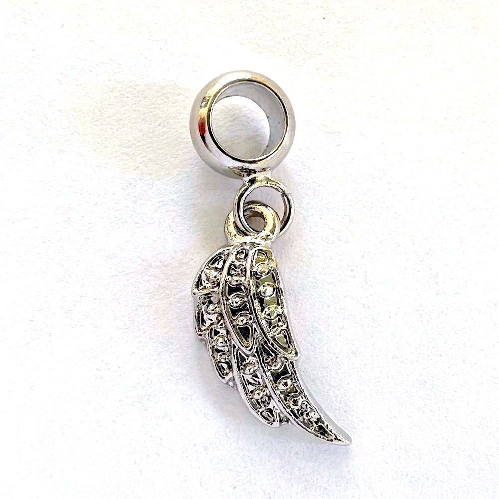 Silver Angel Wing Rhinestone Charm